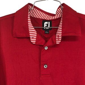 FootJoy Mens Large Red Golf Polo ProDry Lisle Stretch Embroidered READ